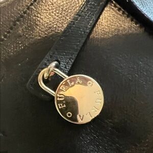 Furla Black Leather Bag with Silver Accent
